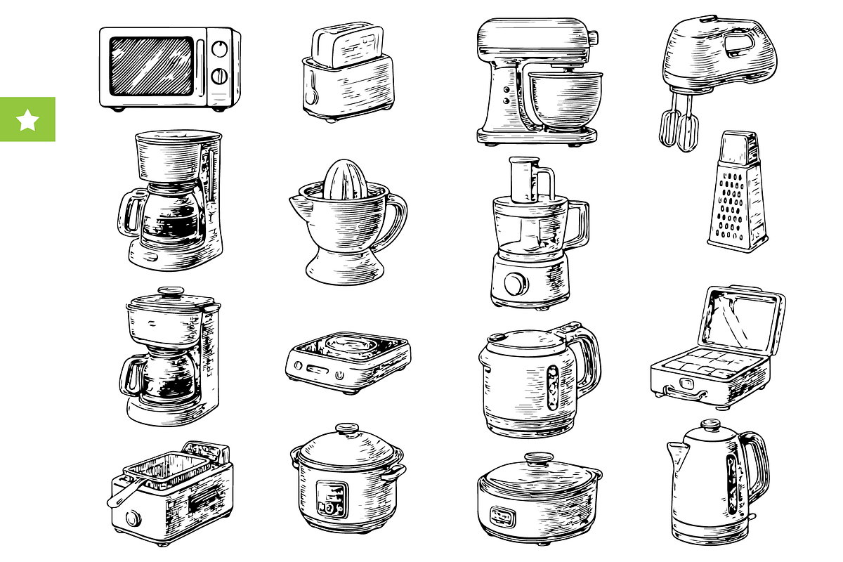 Vintage Kitchen Appliance Set, an Object Graphic by RT Studio (Photo 1 of 4)