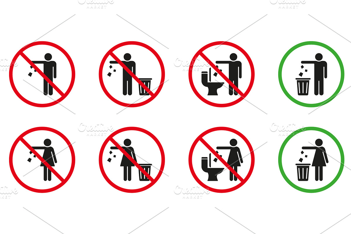 Please No Flush Litter in Toilet, an Object Illustration by Vector Creator