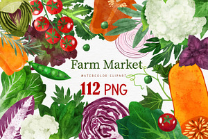 Vegetables, Herbs Watercolor Clipart