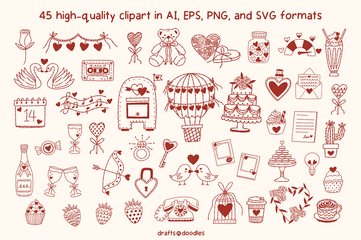 Whimsical Valentine's Day Graphics, an Object Illustration by Drafts n Doodles (Photo 2 of 12)