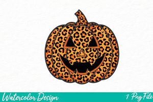Leopard Print Jack O Lantern png, an Illustration by Watercolor design