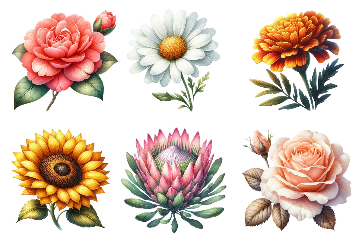 Watercolor Floral Clipart Bundle, an Illustration by SinaCreation (Photo 2 of 5)