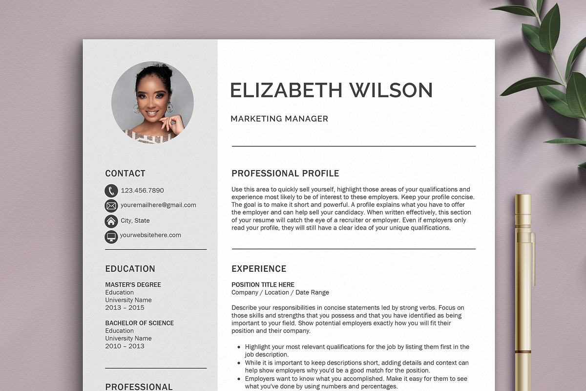 Resume - CV Template with Photo, a Resume Template by Klamp Studio (Photo 8 of 8)