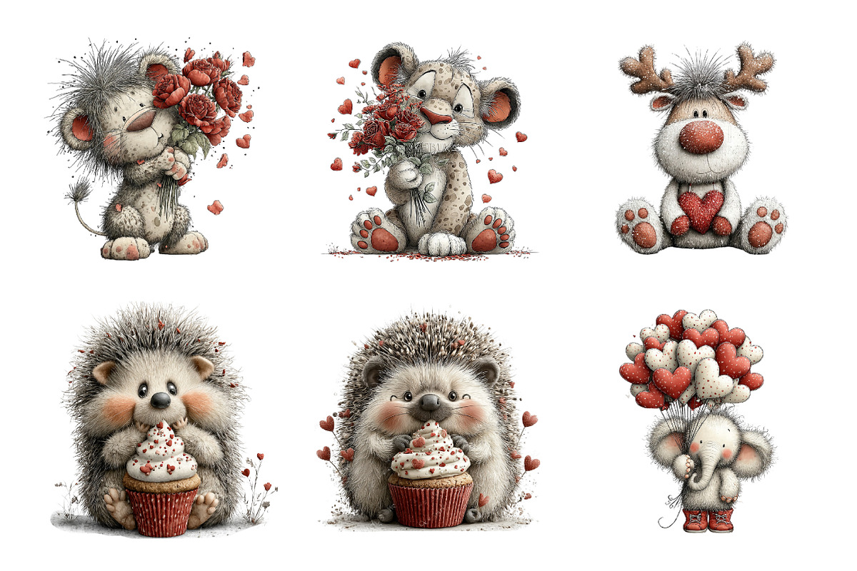 Valentine's Day Animals Clipart PNG, an Illustration by SinaCreation (Photo 4 of 11)