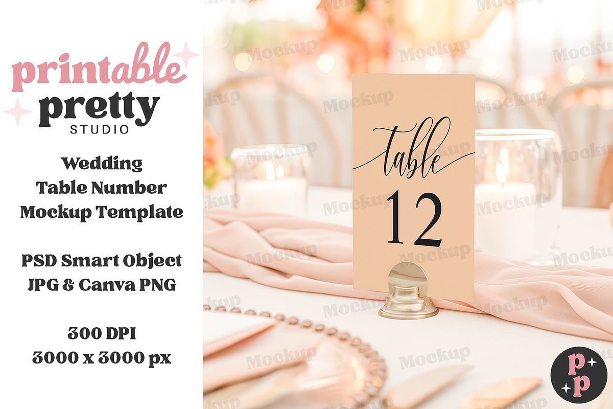 Verona Sunset Table Number Mockup, a Product Mockup by Printable Pretty Studio (Photo 7 of 10)