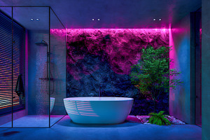 Modern Bathroom with colored led Lig, an Architecture Photo by Pozitivo