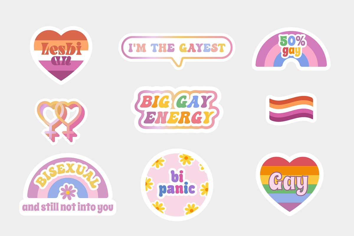 Pride Gay LGBTQ sticker pack vector, an Object Graphic by yabluko_draws (Photo 4 of 5)