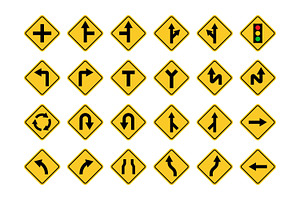 Warning Signs and Road Directions, a Duotone Icon by Saba Vector