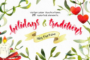 Mistletoe - watercolor illustrations