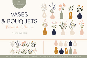 Vases & Bouquets Botanical Set, an Object Graphic by OREHOVKA