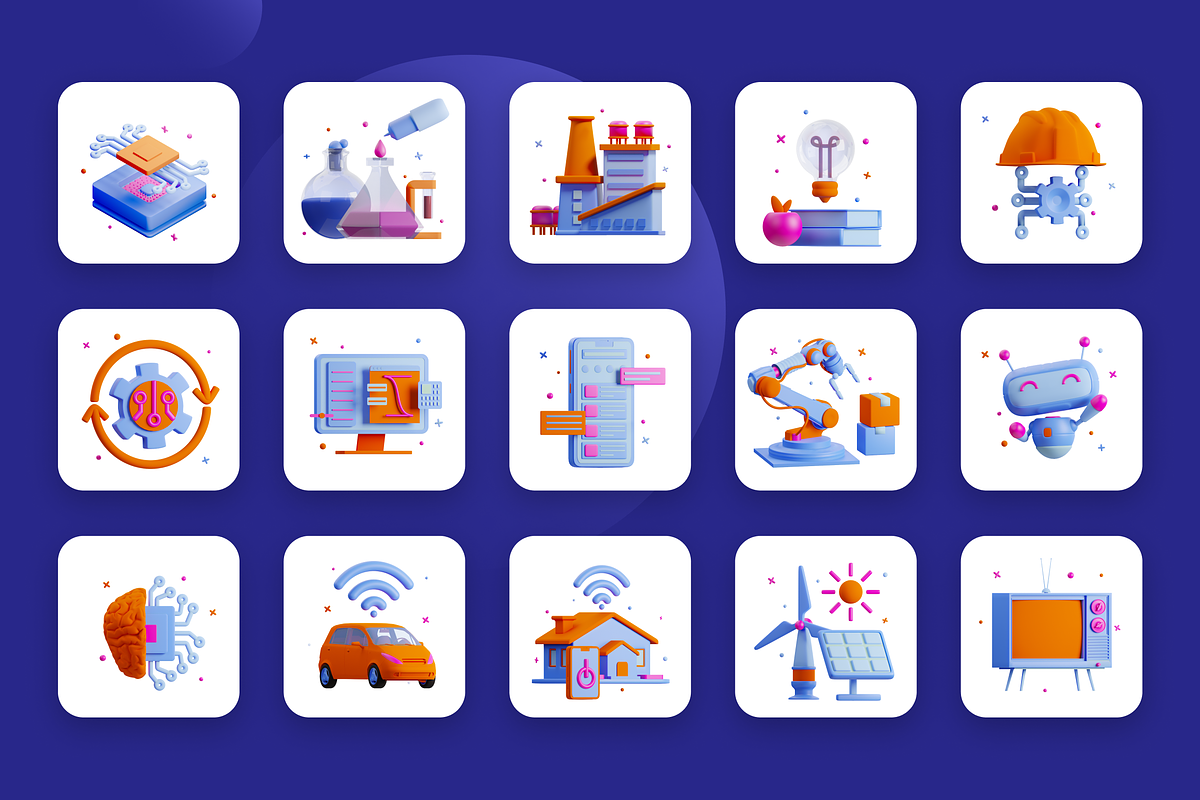 3D Animated Technology Icon Set, an Object 3D Model by Flat Icons (Photo 3 of 5)