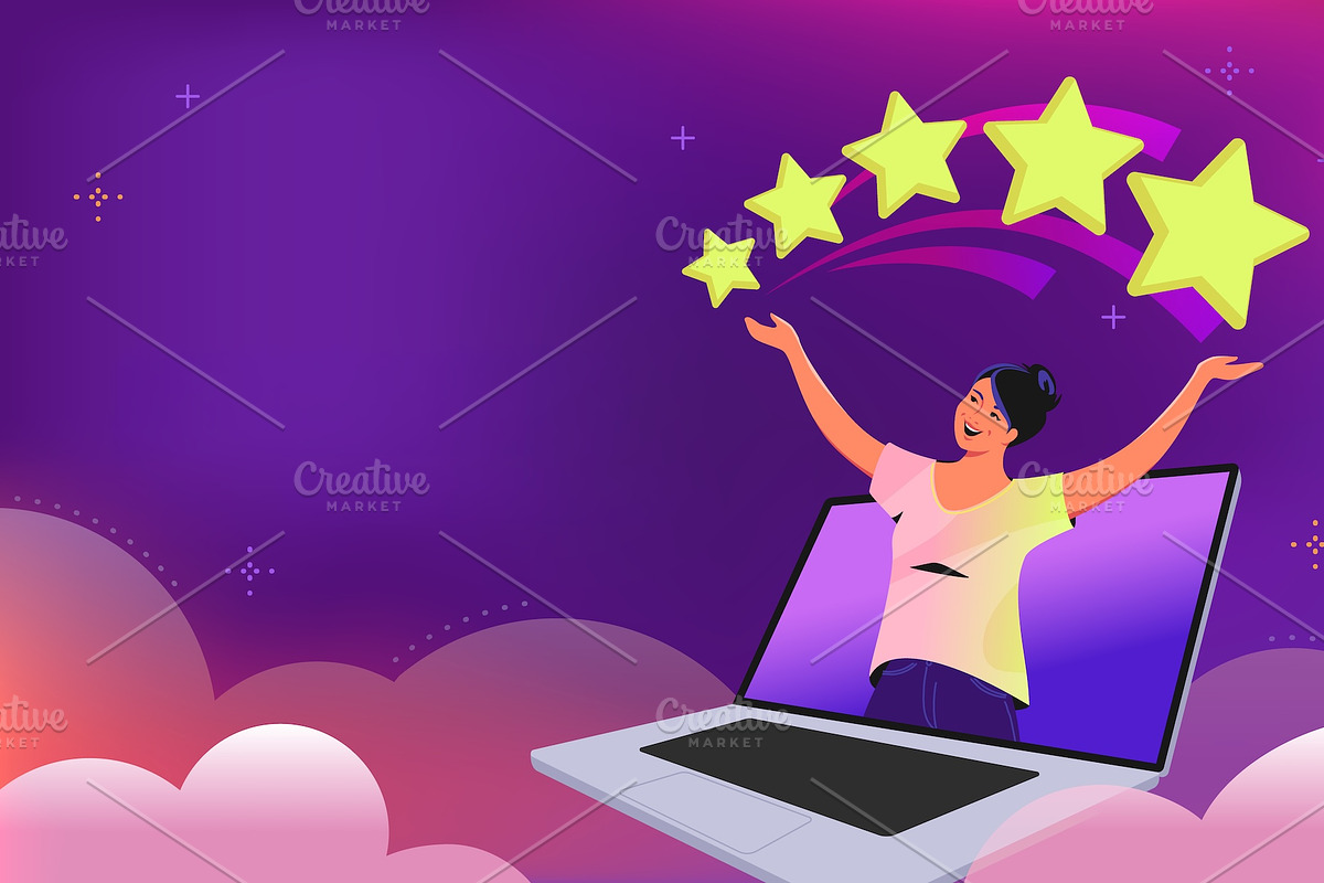 Rating illustrations with characters, a Technology Illustration by Julia Tim (Photo 6 of 7)