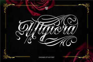 Ulgiora Edgy and  Luxurious Tattoo, a Script Font by WhymoreArt