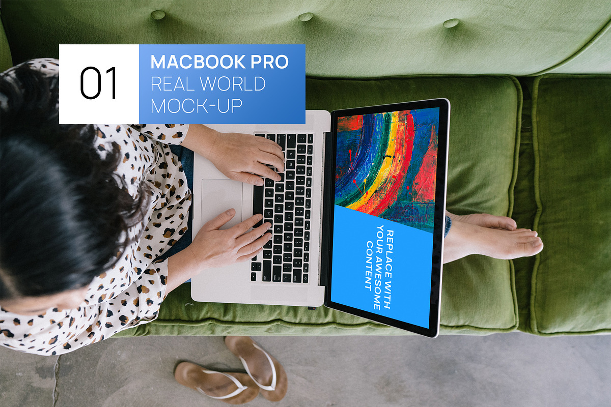 Person using MacBook Photo Mockup, a Mac Mockup by Edito