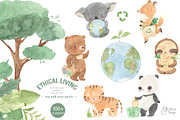ETHICAL LIVING FRIENDS. Animals set, an Animal Illustration by OlliArtDesign (Thumbnail 1 of 12)