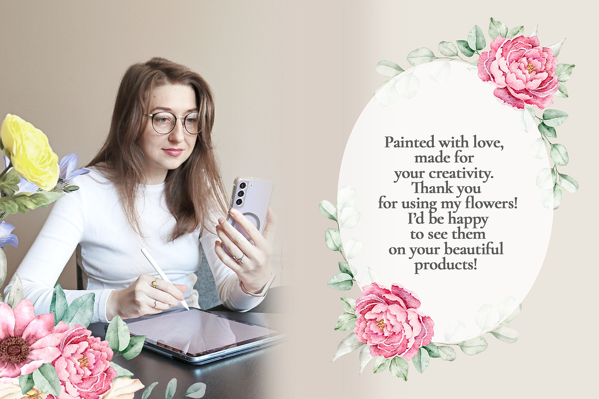Watercolor Floral Clipart, a Decorative Illustration by Eves_Aquadreams (Photo 18 of 18)