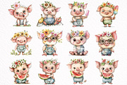 Whimsical Summer Pig Clipart, an Illustration by DreamArtGraphic (Thumbnail 6 of 8)