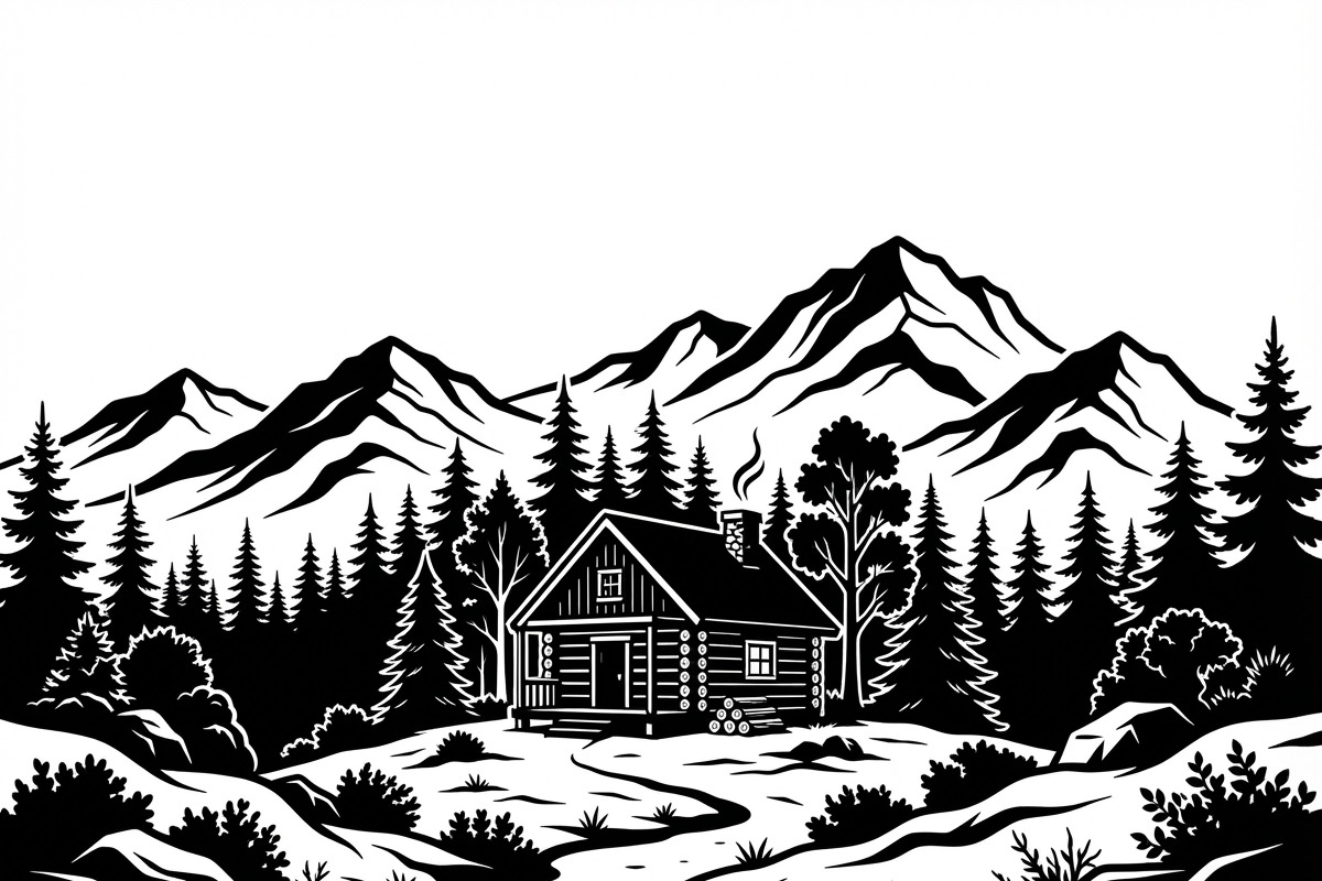 50 Forest Cabin Landscape Silhouette, an Empty State Illustration by Amazin_art (Photo 17 of 38)