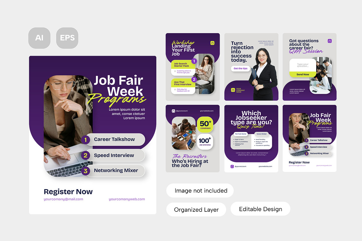 Job Fair Instagram Post Template, a Social Media Template by Pink Bunny Studio (Photo 2 of 3)