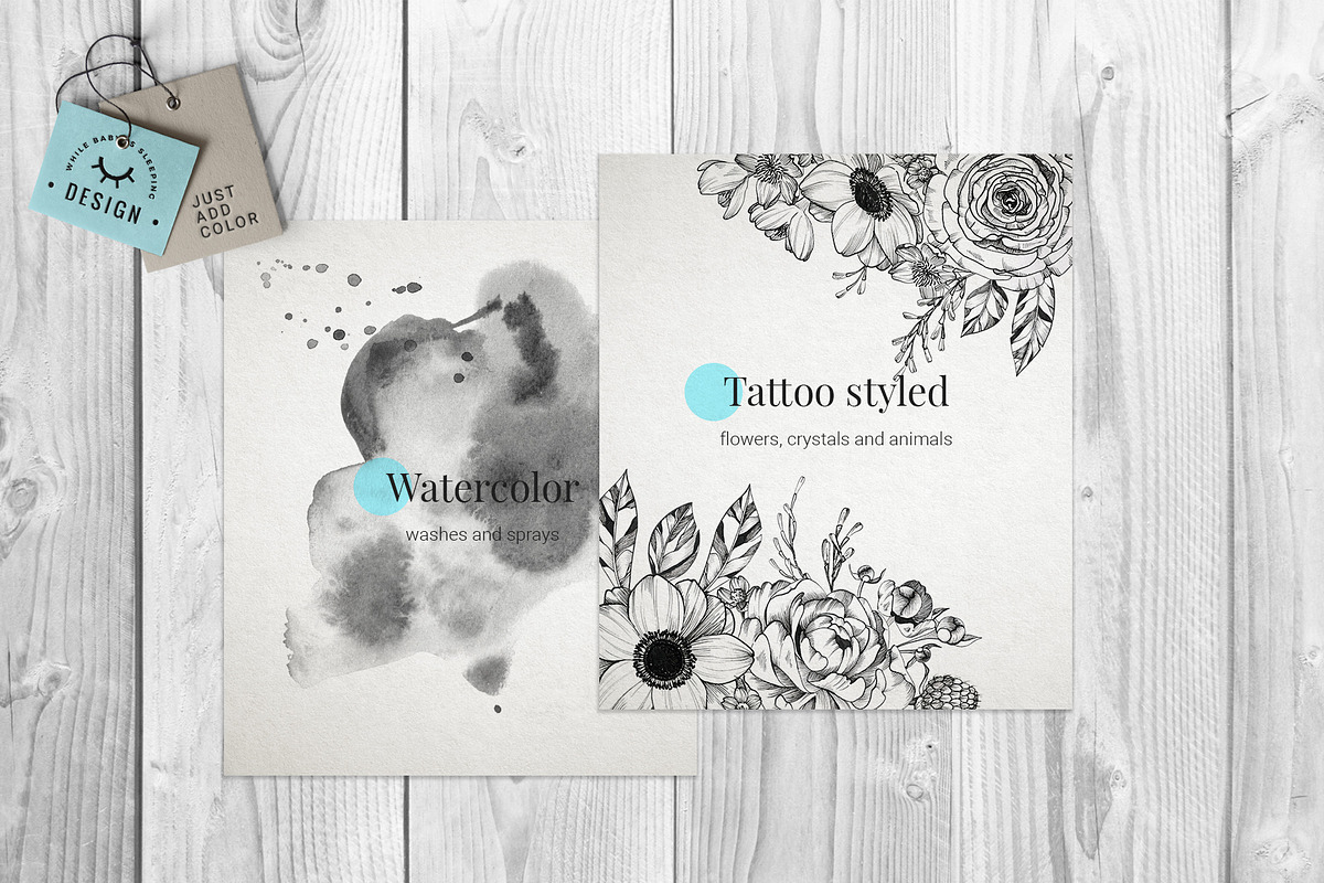 Black Ink Flowers and Watercolor, an Illustration by WBS Design (Photo 3 of 26)