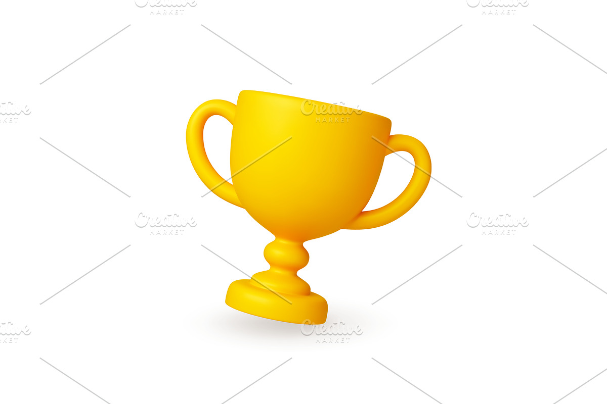 Gold trophy 3d icon simple design, an Illustration by Valerie Bodnar