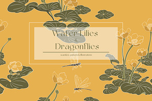 Water Lilies and Dragonflies Pattern