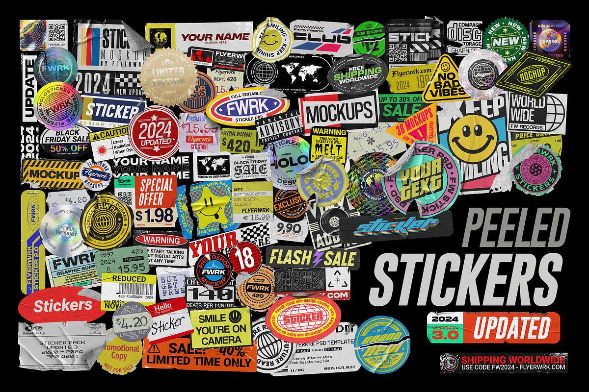 Peeled Paper Stickers, a Product Mockup by FLYERWRK (Photo 1 of 13)