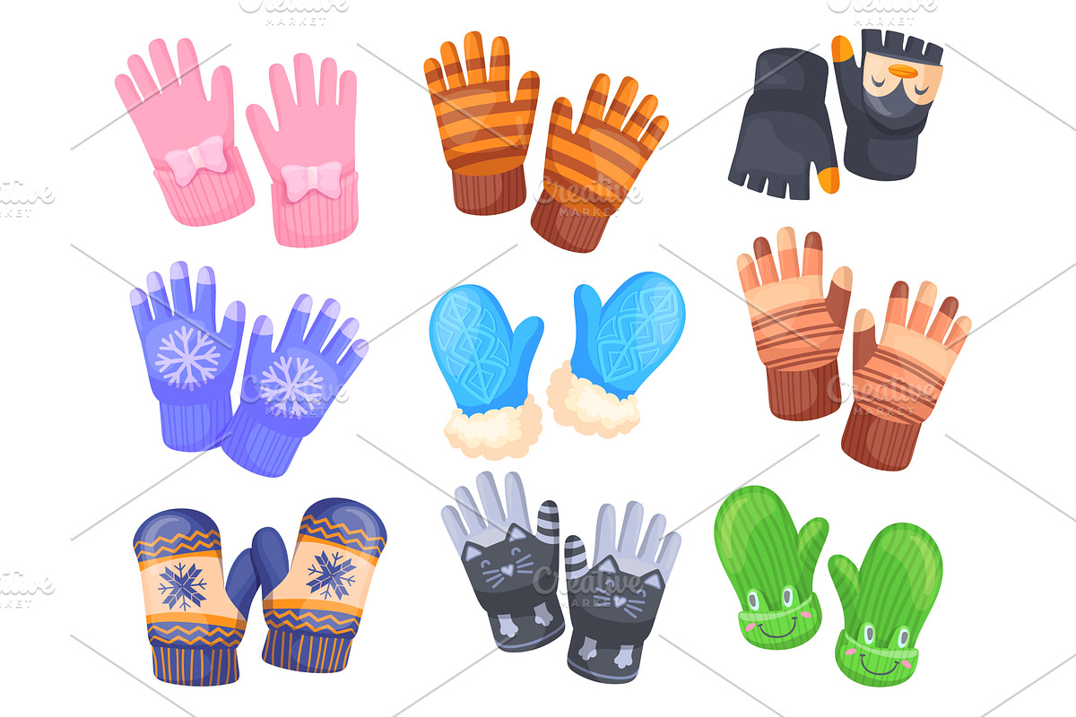Cartoon winter gloves. Warm mittens, an Object Illustration by Stock-Smart-Start