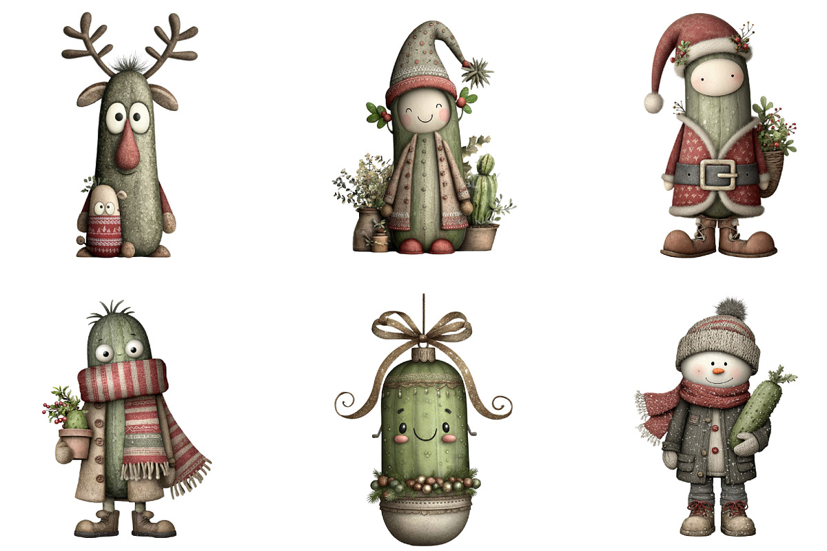 Whimsical Christmas Pickles Clipart, an Illustration by CraftArtStudio (Photo 3 of 6)