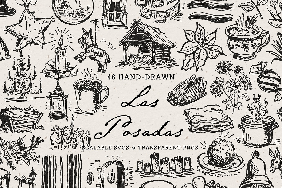 Las Posadas Clipart, Nativity Scene, a Seasonal Illustration by The October Creative (Photo 1 of 13)
