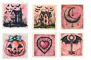 Pink Halloween Postage Stamp Clipart, an Illustration by Designworld (Thumbnail 4 of 5)