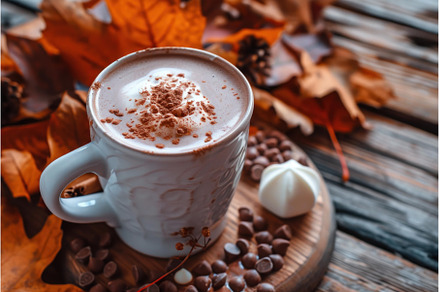 Rich Autumn hot chocolate. Generate, a Person Photo by Ylivdesign