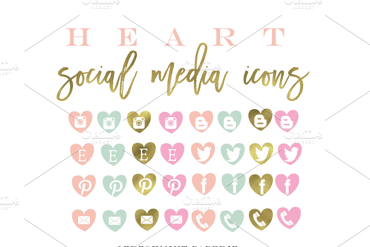 heart social media icons & buttons, a Graphic by Freshmint Paperie (Photo 1 of 2)