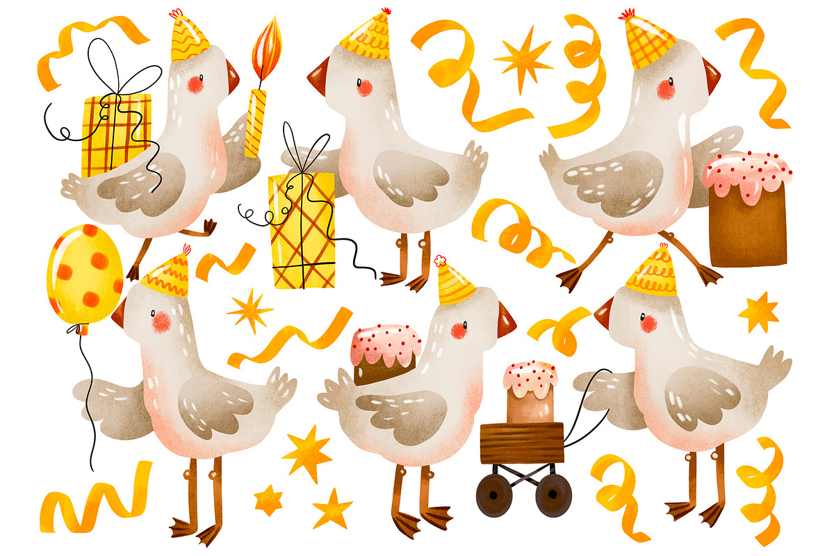 Watercolor Party Geese Clipart Set, an Animal Illustration by the_myro (Photo 1 of 7)
