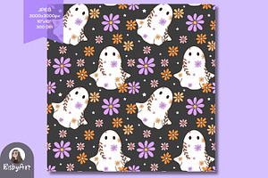 Floral Ghost Seamless Pattern