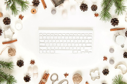 Christmas desk keyboard, a Food & Drink Photo by Kate Roubin