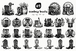 Cowboy Boots Western Graphics, an Object Illustration by DENIDigitalArtSudio