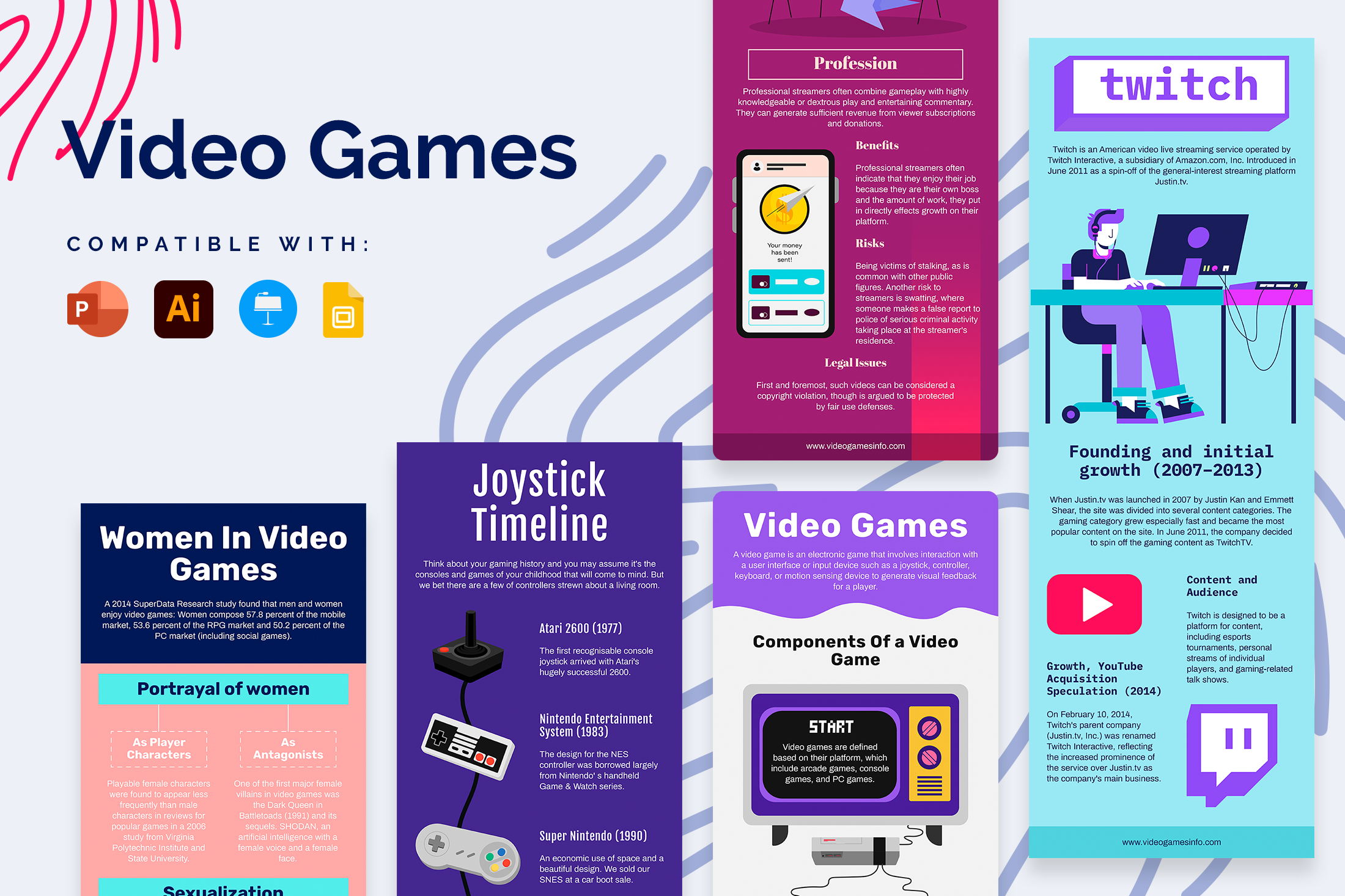 Video Game Vertical Infographics, a Presentation Template by Slidesmash