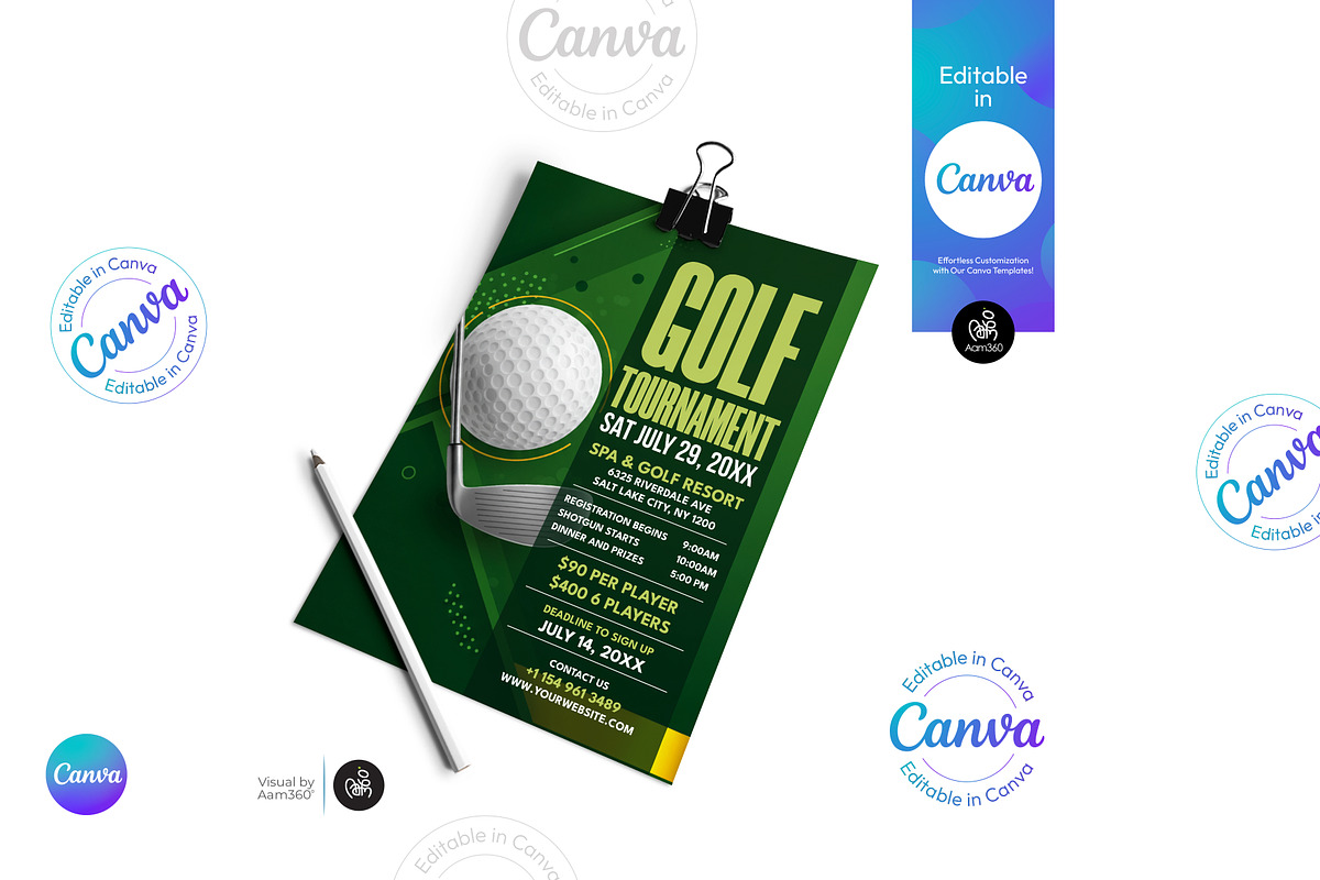 Golf Tournament Flyer Template, a Flyer Template by Aam360 (Photo 2 of 3)