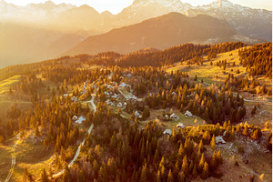 Mountain village in Alps, wooden