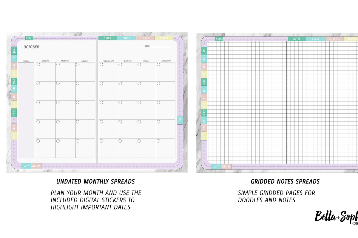 Pastels Digital Planner-(Goodnotes), a Stationery Template by Bella+Sophia Creative (Photo 4 of 6)