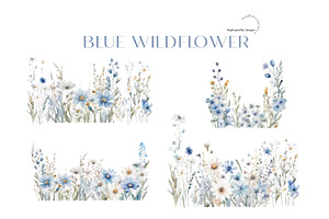 Blue Wildflowers Frame Clipart