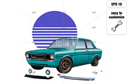 JDM 70's classic sedan & 80's sunset, an Education Illustration by MMG1designs (Thumbnail 4 of 5)
