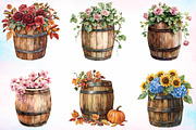 Watercolor Floral Barrel Clipart PNG, an Illustration by Canvas Craft (Thumbnail 3 of 4)