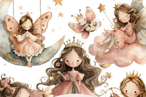 44 Butterfly Princess Clipart, an Illustration by Pati Charm Studio