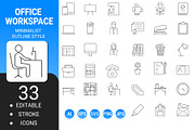 workspace office outline icon set, an Outline Icon by Icons (Thumbnail 1 of 3)