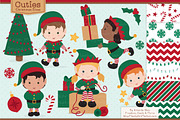 Cute Christmas Elves & Patterns, an Illustration by Amanda Ilkov (Thumbnail 1 of 5)