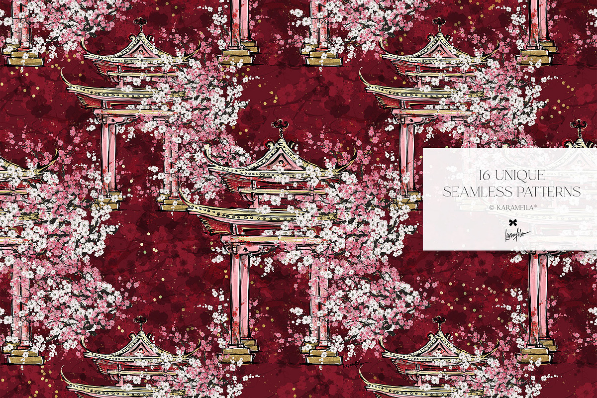 Cherry Blossoms Japanese Patterns, a Pattern Graphic by KaramfilaS (Photo 18 of 23)