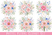 Pastel Floral Clipart Set, an Object Illustration by CraftArtStudio (Thumbnail 1 of 4)