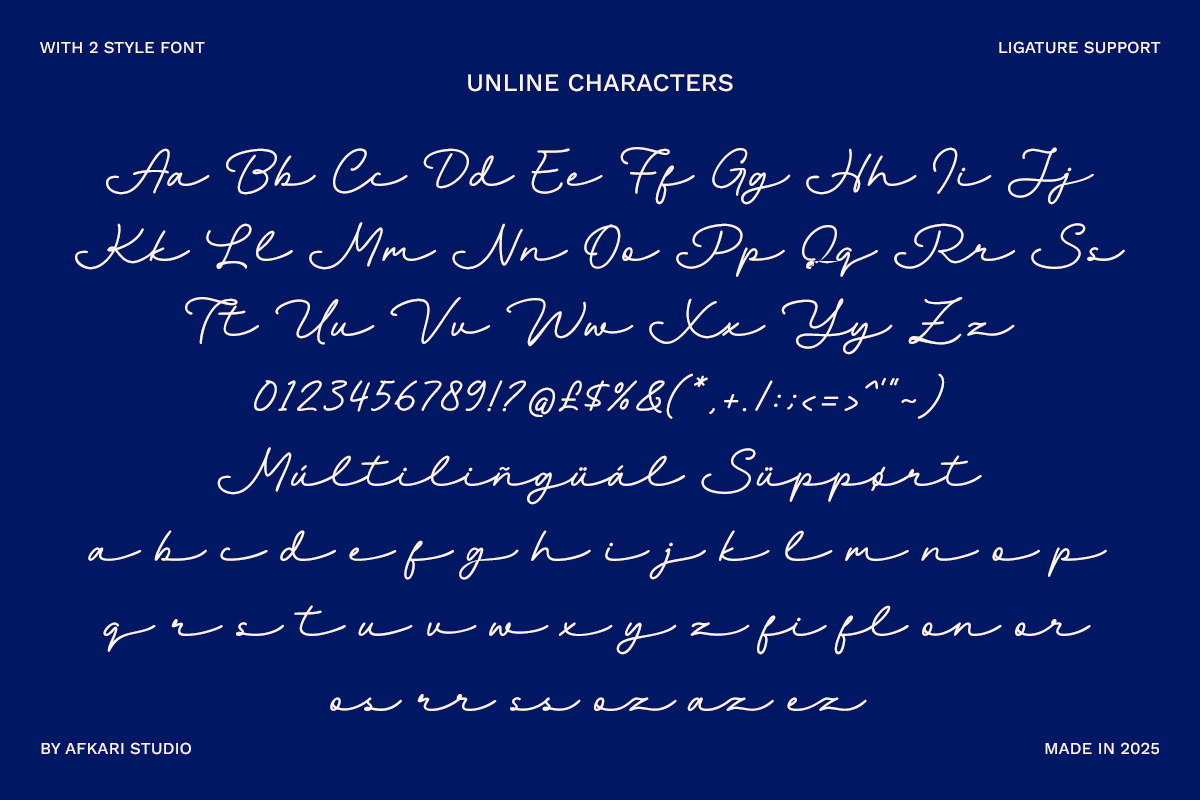 Unline - Handwritten Script Monoline, a Handwritten Font by Afkari Studio (Photo 3 of 7)